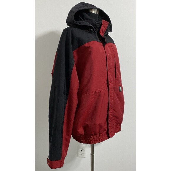 Carhartt Jacket Men's XL Red Black J105 Mesh Lined Hooded Nylon Color Block Coat - Picture 3 of 10